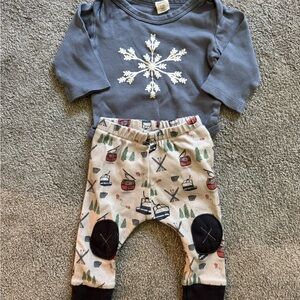 Alpine Baby Co. Snowflake Ski Baby Outfit with Printed Pants